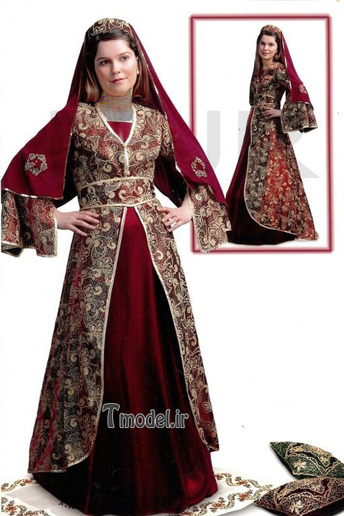 تصویر مدل لباس سنتی زنانه ترکی آذربایجانی