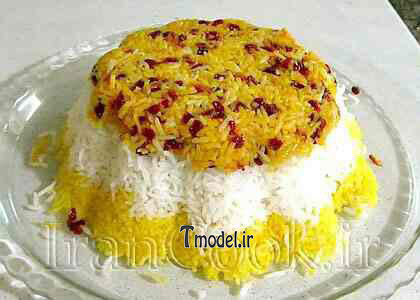 مدل تزئین برنج با زرشک و زعفران